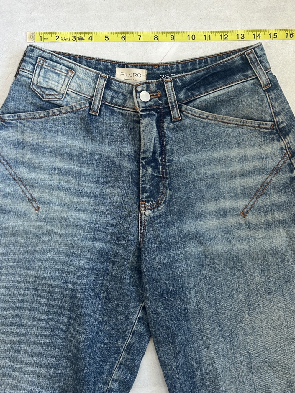 Anthropologie Pilcro Kayden Carpenter Barrel Jeans -  Size 26P | Blue Sands Wash - Picture 12 of 16